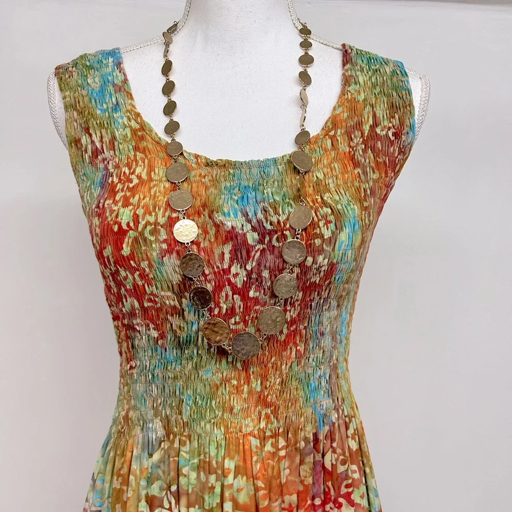 Go Fish Sleeveless Batik Dress Size Medium
